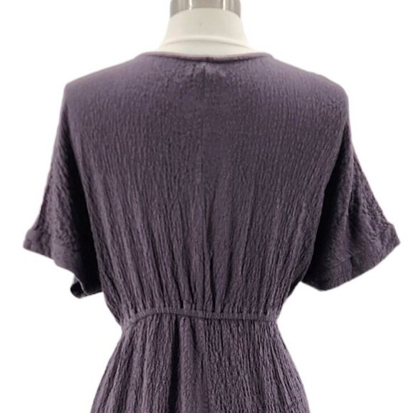 Amuse Society Crinkle Texture Gray Button Dress Womens Medium - Picture 5 of 9